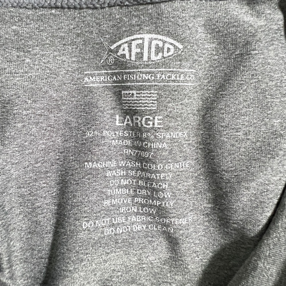 AFTCO Samurai Sun Protection Hoodie Mens Large Gray Pullover Stretch Fishing - Picture 7 of 11